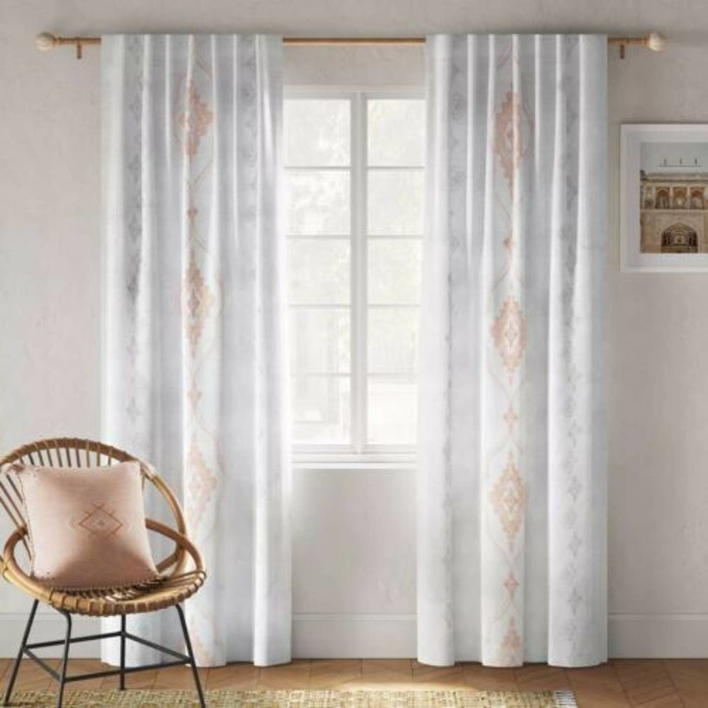 50"x95" Amira Printed Blackout Curtain Panel by Opalhouse White / Sand
